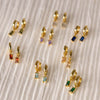 Women's Copper Geometric Birthstone Earrings With Diamond Design