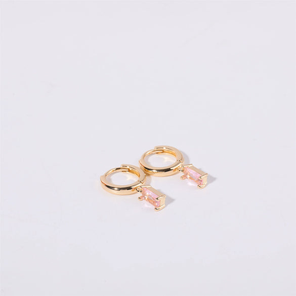 Women's Copper Geometric Birthstone Earrings With Diamond Design