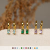 Women's Copper Geometric Birthstone Earrings With Diamond Design
