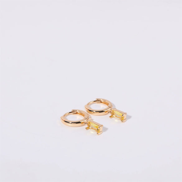 Women's Copper Geometric Birthstone Earrings With Diamond Design