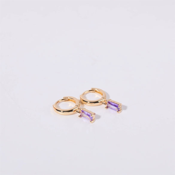 Women's Copper Geometric Birthstone Earrings With Diamond Design
