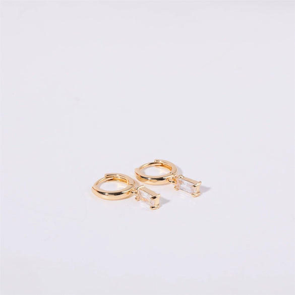 Women's Copper Geometric Birthstone Earrings With Diamond Design