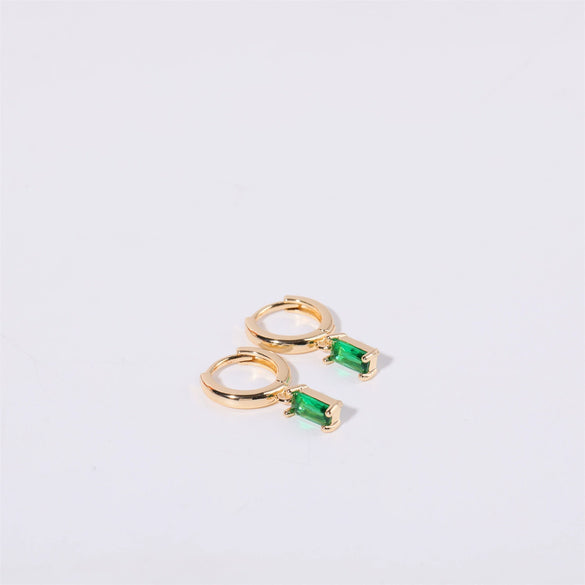 Women's Copper Geometric Birthstone Earrings With Diamond Design