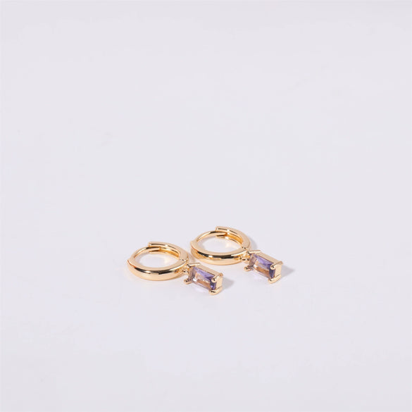 Women's Copper Geometric Birthstone Earrings With Diamond Design