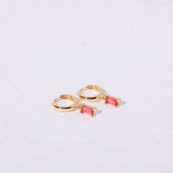 Women's Copper Geometric Birthstone Earrings With Diamond Design