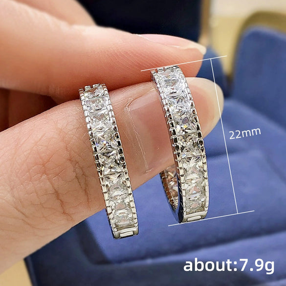 Women's Copper Geometric Circle Earrings With Zircon Design