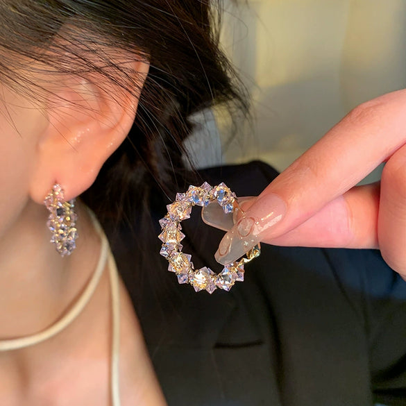 Women's Copper Geometric Circle Electroplated Earrings