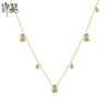 Women's Copper Geometric Clavicle Chain Necklace With Zircon Inlaid Pendant And Electroplated Finish