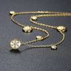 Women's Copper Geometric Clavicle Chain Necklace With Zircon Inlaid Pendant And Electroplated Finish