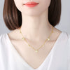 Women's Copper Geometric Clavicle Chain Necklace With Zircon Inlaid Pendant And Electroplated Finish