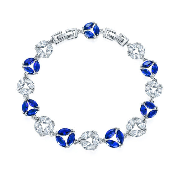 Women's Copper Geometric Clover Bracelet With Zircon Inlay And Crystal Accents In Fashion Jewelry Style