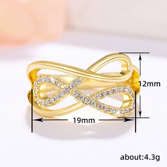 Women's Copper Geometric Cross Ring Inlaid With Zircon Retro Casual Style
