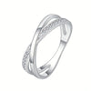 Women's Copper Geometric Design Ring With Micro Inlay Zircon