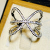 Women's Copper Geometric Design Ring With Microinlaid Zircon
