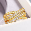 Women's Copper Geometric Design Ring With Zirconia Light Luxury Style