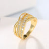 Women's Copper Geometric Design Ring With Zirconia Light Luxury Style
