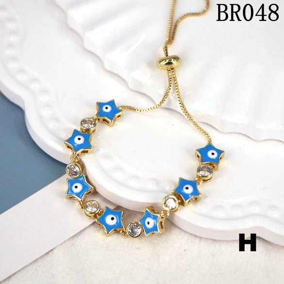 Women's Copper Geometric Devil's Eye Enamel Microinlaid Zircon Electroplated Bracelet