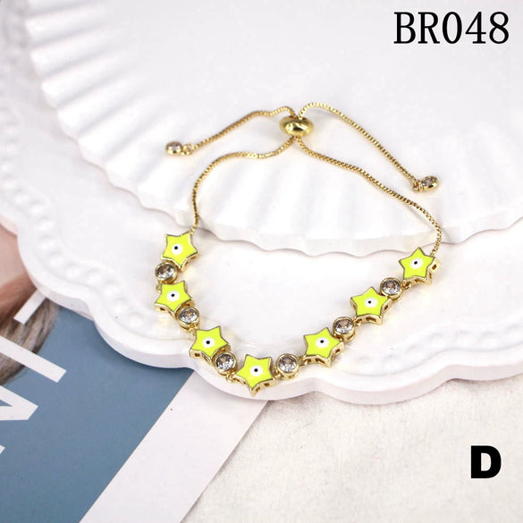 Women's Copper Geometric Devil's Eye Enamel Microinlaid Zircon Electroplated Bracelet