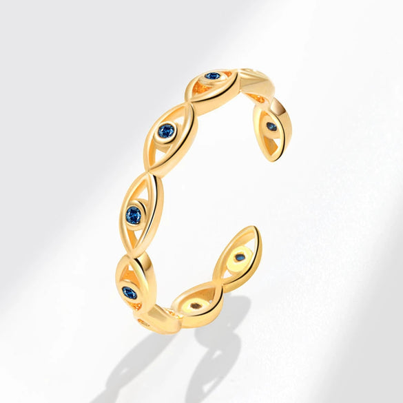 Women's Copper Geometric Devil's Eye Open Tail Ring With Electroplating
