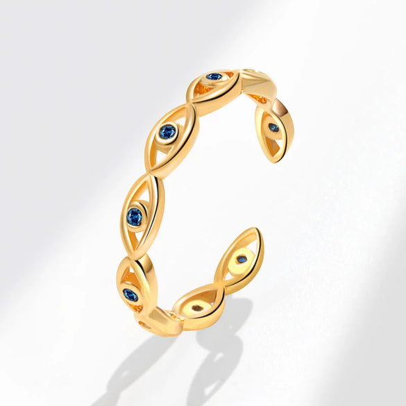Women's Copper Geometric Devil's Eye Open Tail Ring With Electroplating