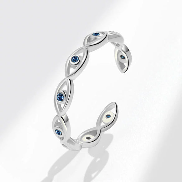 Women's Copper Geometric Devil's Eye Open Tail Ring With Electroplating
