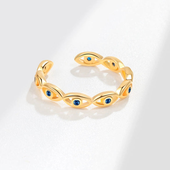 Women's Copper Geometric Devil's Eye Open Tail Ring With Electroplating