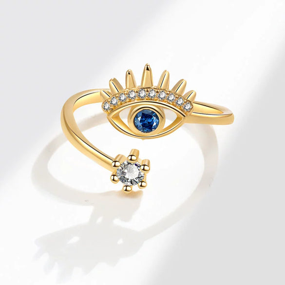 Women's Copper Geometric Devil's Eye Ring With Electroplating Design Simple Style