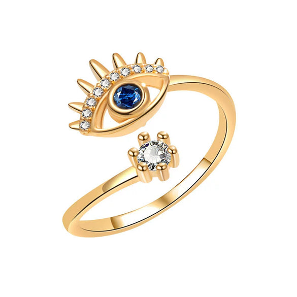 Women's Copper Geometric Devil's Eye Ring With Electroplating Design Simple Style