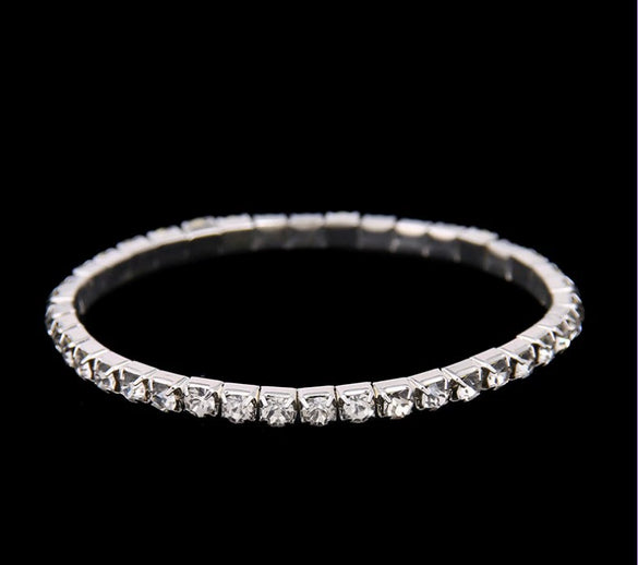 Women's Copper Geometric Diamond Style Elastic Bracelet With Single Double Triple And Four Row Chain Design