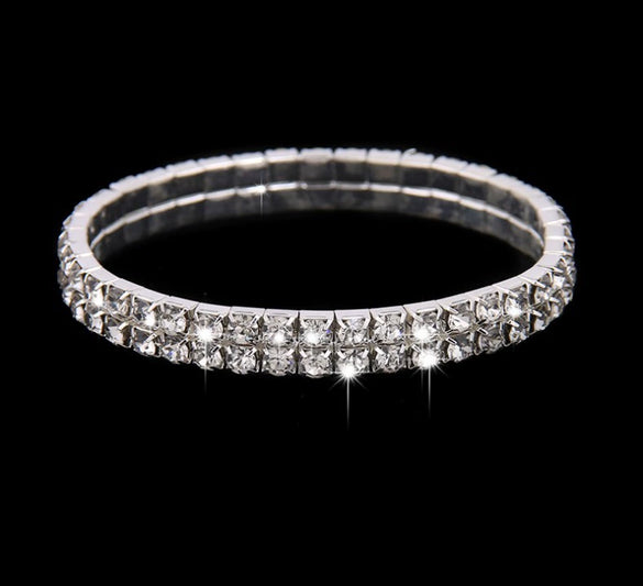 Women's Copper Geometric Diamond Style Elastic Bracelet With Single Double Triple And Four Row Chain Design