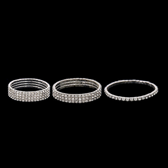 Women's Copper Geometric Diamond Style Elastic Bracelet With Single Double Triple And Four Row Chain Design