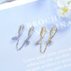 Women's Copper Geometric Double Ear Holes Circle Earrings With Single Rowed Diamond Design