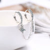Women's Copper Geometric Double Ear Holes Circle Earrings With Single Rowed Diamond Design