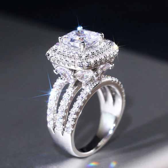Women's Copper Geometric Drop Shape Zirconia Ring Jewelry