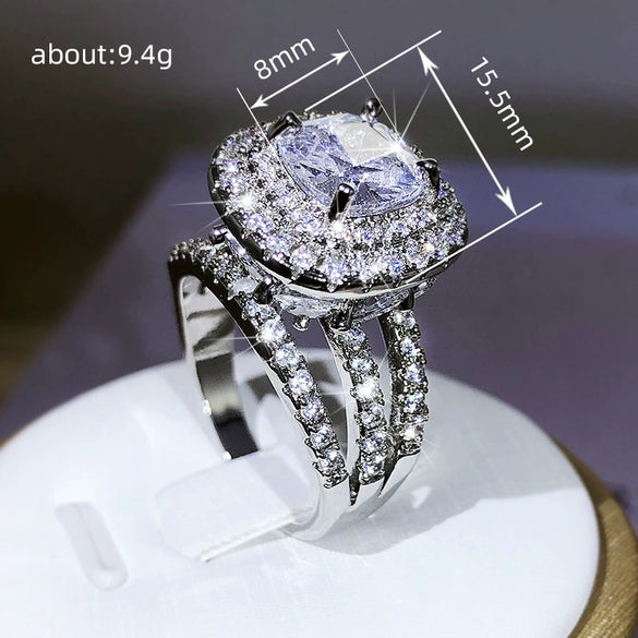 Women's Copper Geometric Drop Shape Zirconia Ring Jewelry