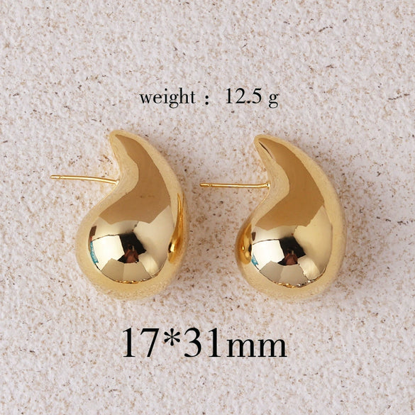 Women's Copper Geometric Drop Shaped Stud Earrings Cold Style Electroplated Retro