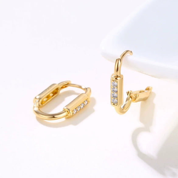 Women's Copper Geometric Ear Buckle Earrings Elegant Simple Electroplated Natural Style Earrings