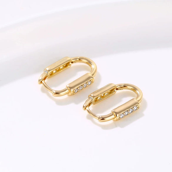 Women's Copper Geometric Ear Buckle Earrings Elegant Simple Electroplated Natural Style Earrings