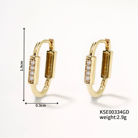 Women's Copper Geometric Ear Buckle Earrings Elegant Simple Electroplated Natural Style Earrings