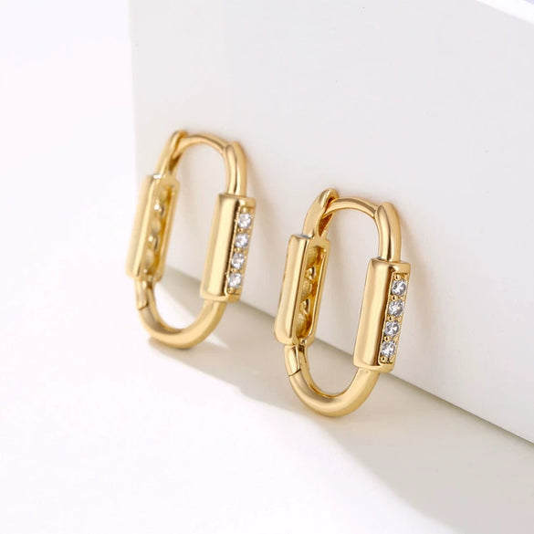 Women's Copper Geometric Ear Buckle Earrings Elegant Simple Electroplated Natural Style Earrings