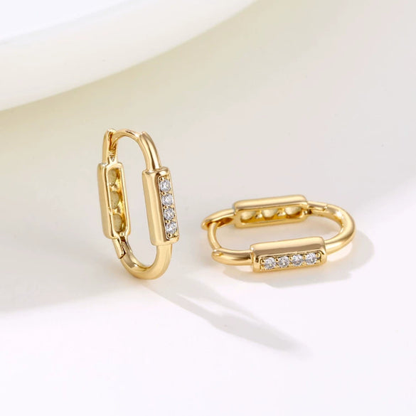 Women's Copper Geometric Ear Buckle Earrings Elegant Simple Electroplated Natural Style Earrings