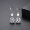 Women's Copper Geometric Ear Hook Earrings With Zircon Crystal And Pearl Details Long Simple Electroplated Fashion Jewelry