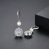 Women's Copper Geometric Ear Hook Earrings With Zircon Crystal And Pearl Details Long Simple Electroplated Fashion Jewelry