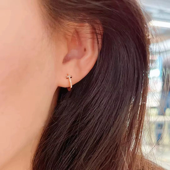 Women's Copper Geometric Earrings Set With Zirconia Elegant Jewelry