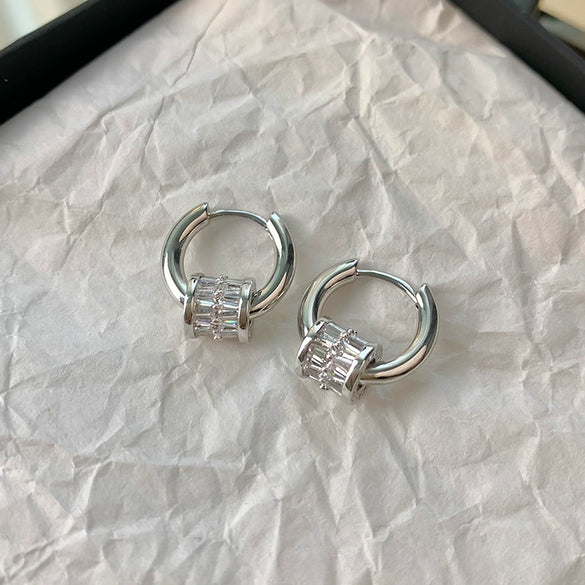 Women's Copper Geometric Electroplated Zircon Earrings