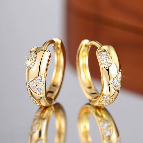 Women's Copper Geometric Elegant Zirconia Electroplated Earrings