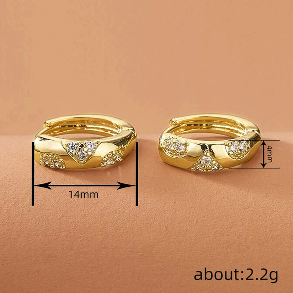 Women's Copper Geometric Elegant Zirconia Electroplated Earrings