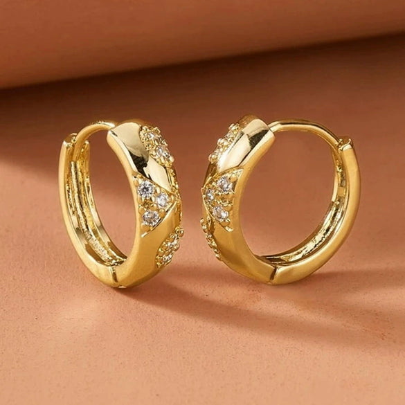 Women's Copper Geometric Elegant Zirconia Electroplated Earrings