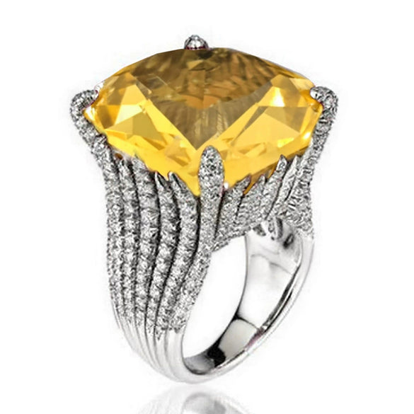 Women's Copper Geometric Exaggeration Ring With Zircon Luxury Jewelry