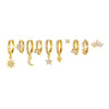 Women's Copper Geometric Fivepointed Star Moon Micropaved Zircon Earrings Set